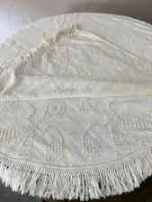 VTG Bates George Washingtons Choice Chenille Fringe Bedspread Queen READ STAINS