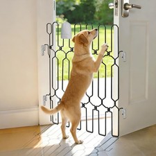 Metal Retractable Door Barrier, Front Door Dog Barrier, 28.4" Wide x 35" Tall...