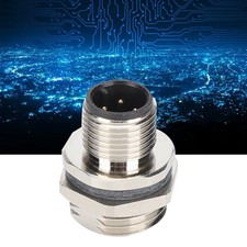 M12BP4 M16 Thread Panel Mounted Socket M12 IP67 Connector 4pin Plug Adapter NEW