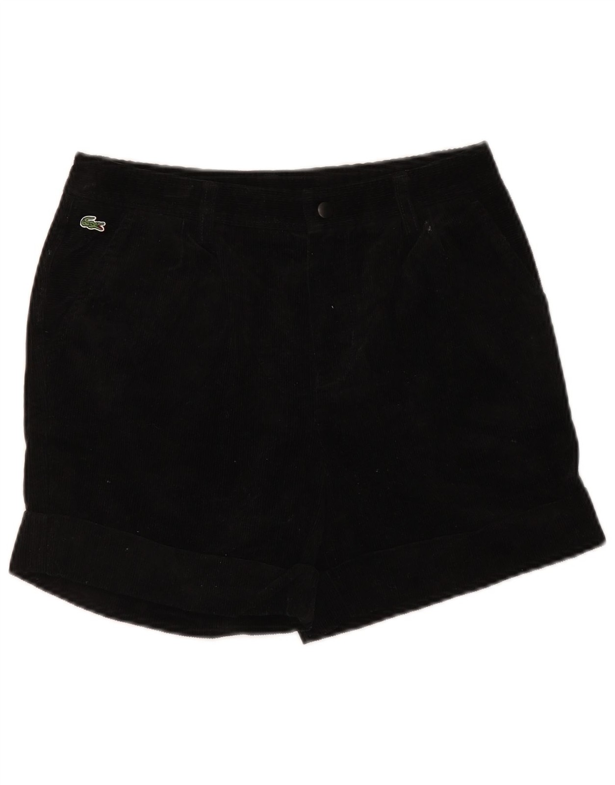 LACOSTE Womens Corduroy Shorts UK 8 Small W26 Black Cotton BJ16