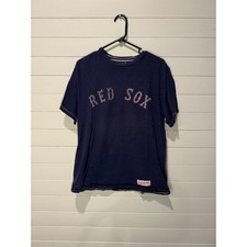 Mitchell & Ness Boston Red Sox Navy Blue Short Sleeve Graphic T Shirt Mens M
