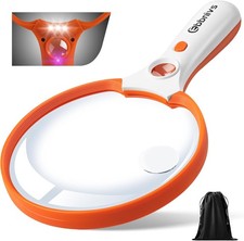 Large Magnifying Glass with Light, Magnifier 10X 20X 45X Handheld Illuminated Li