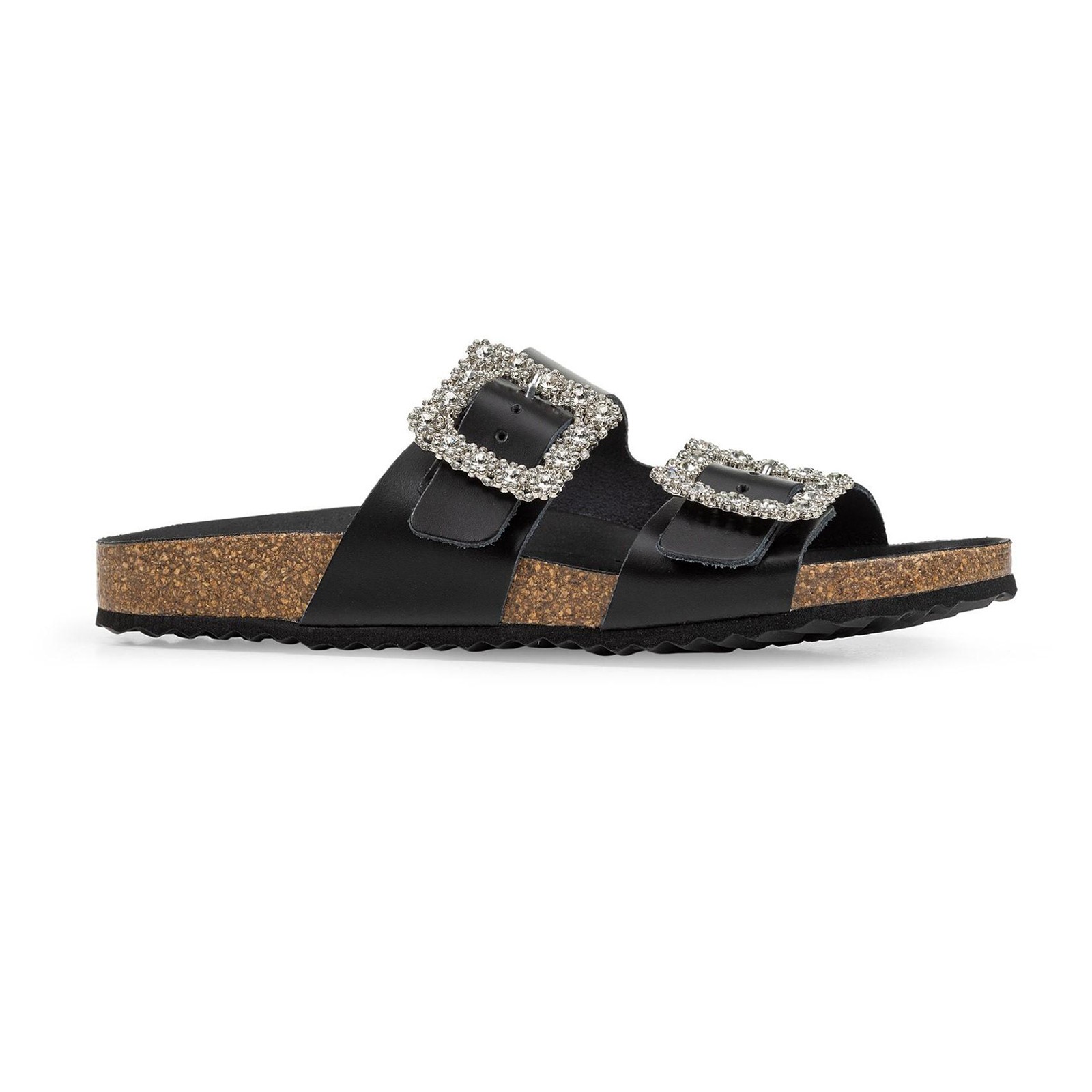 Geox D Brionia R Womens Sandals Glam Slip On Leather Summer Beach Sandals Black