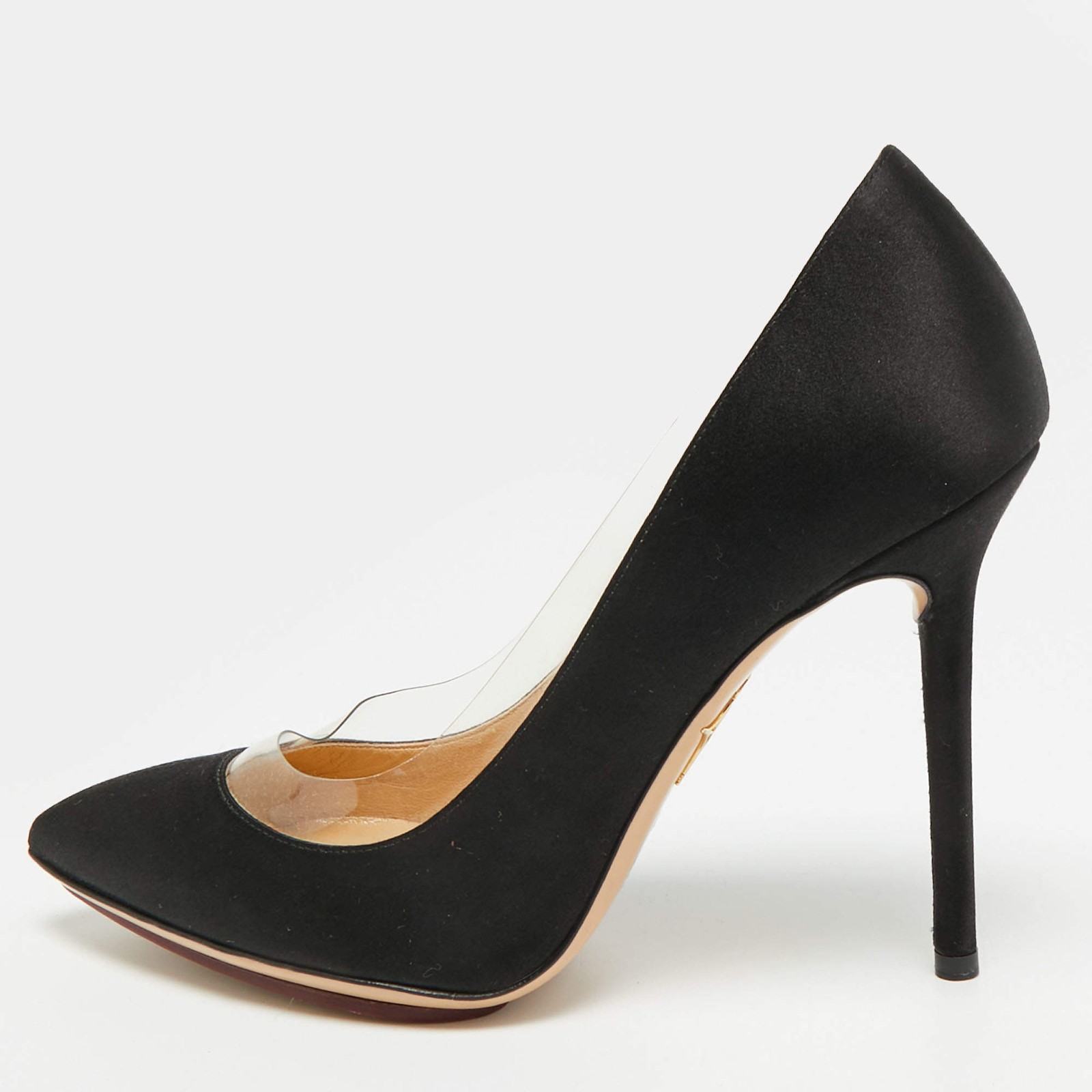 Charlotte Olympia Monroe Size 39 Black PVC and Satin Pumps