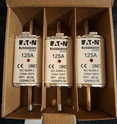 Eaton Bussmann NH-Sicherung 125A NH1 500V 125NHG1B (3 Stück) Neu