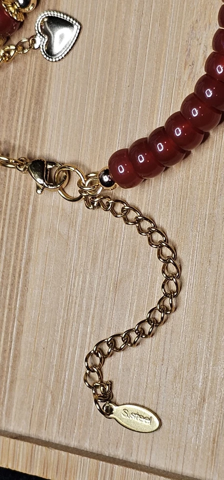 Pulsera ágata roja sur con perlas forma ábaco 7 mm Foto 4 de 4