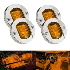 4Pcs Amber LED Boat Light,Waterproof 12V 3in Round Navigation Interior Light ...