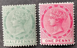 Tobago 1885 96 2 x stamps mint hinged
