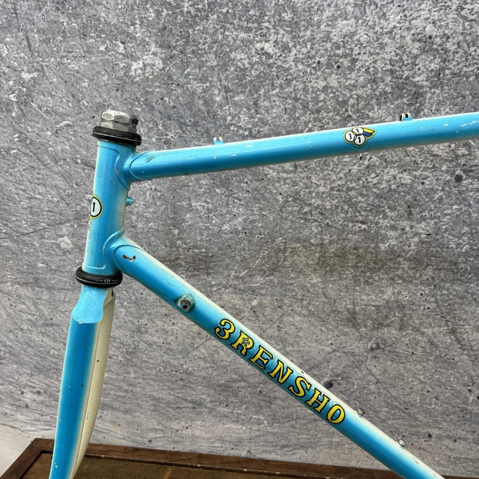 Cuadro de bicicleta de carretera 3Rensho vintage 54 cm 700c acero con orejetas 700c 126 mm cuadro azul Foto 3 de 4