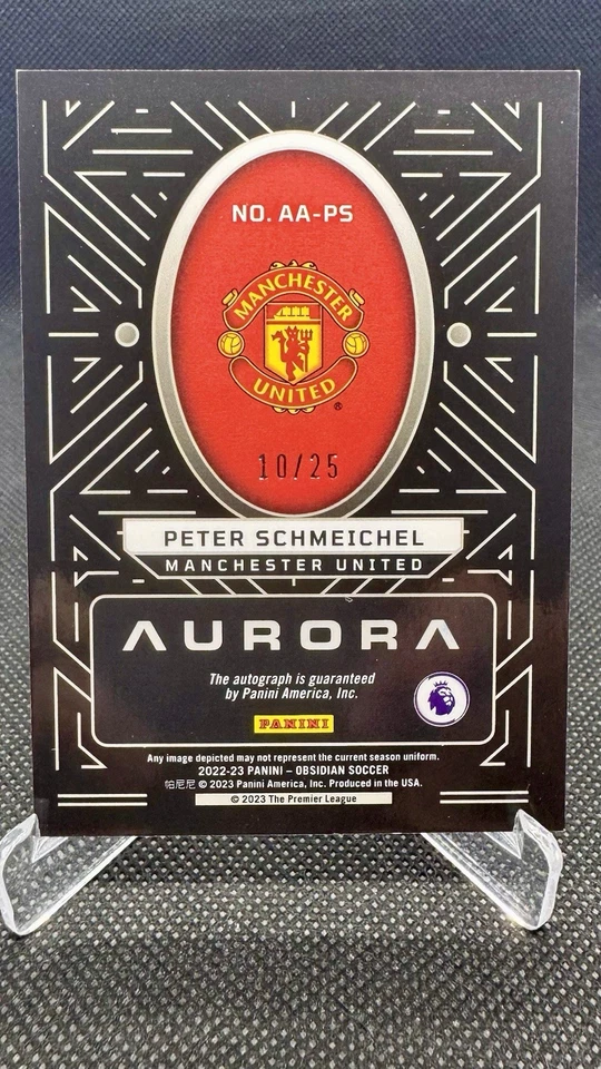 2022-23 Obsidian Soccer Peter Schmeichel Aurora Electric Etch Orange Auto 10/25 - Image 2 of 2