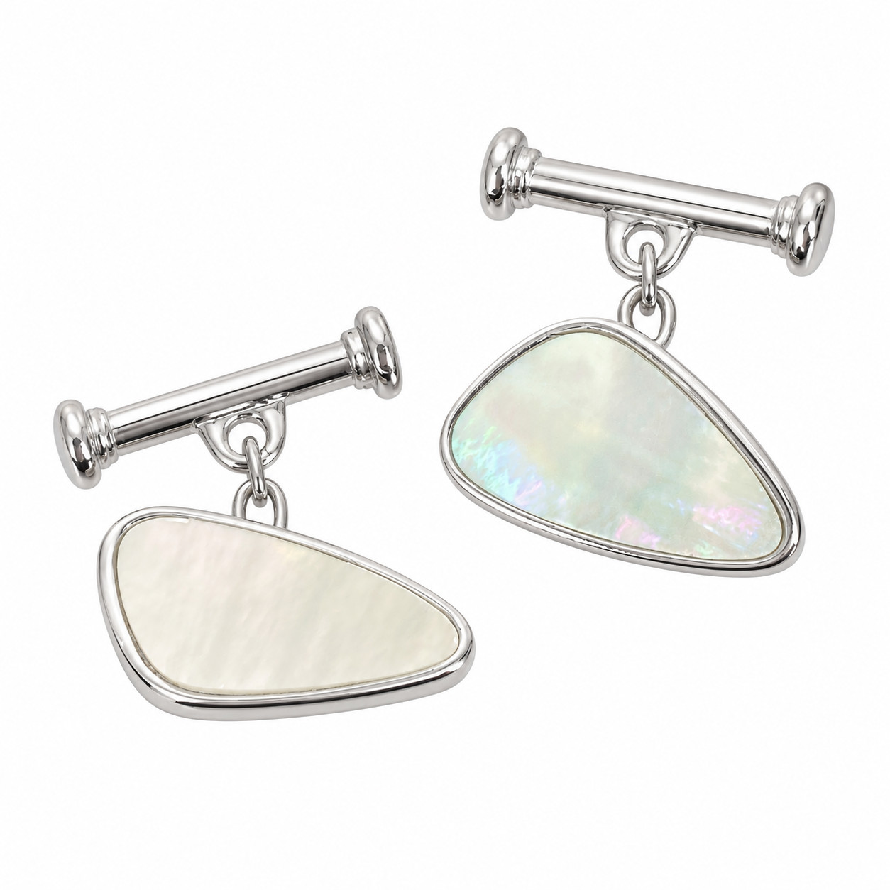Mother of Pearl Cufflinks Men Onyx Art DC03 Rhodium in Premier Life Gift