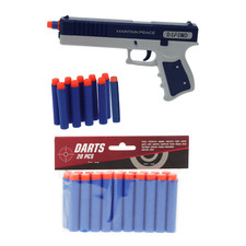 Kids Dart Blaster Toy Gun with 10/30 Soft Foam Darts Safe Play Pistol Blue/Grey