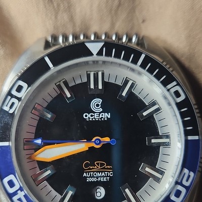 Ocean Crawler Core Diver Automatic 2000ft 46mm Blue/Black Bezel Mesh/Leather