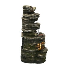  Multi-level Stone Fountain Metal Brown