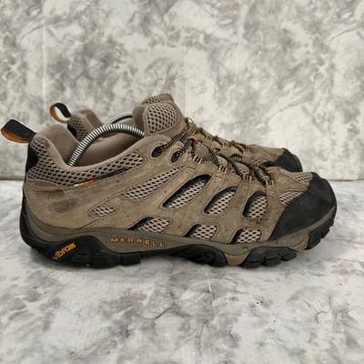 Merrell Moab Shoes Mens 11 Walnut Brown Rugged Hiking Shoes Vibram Boots Low