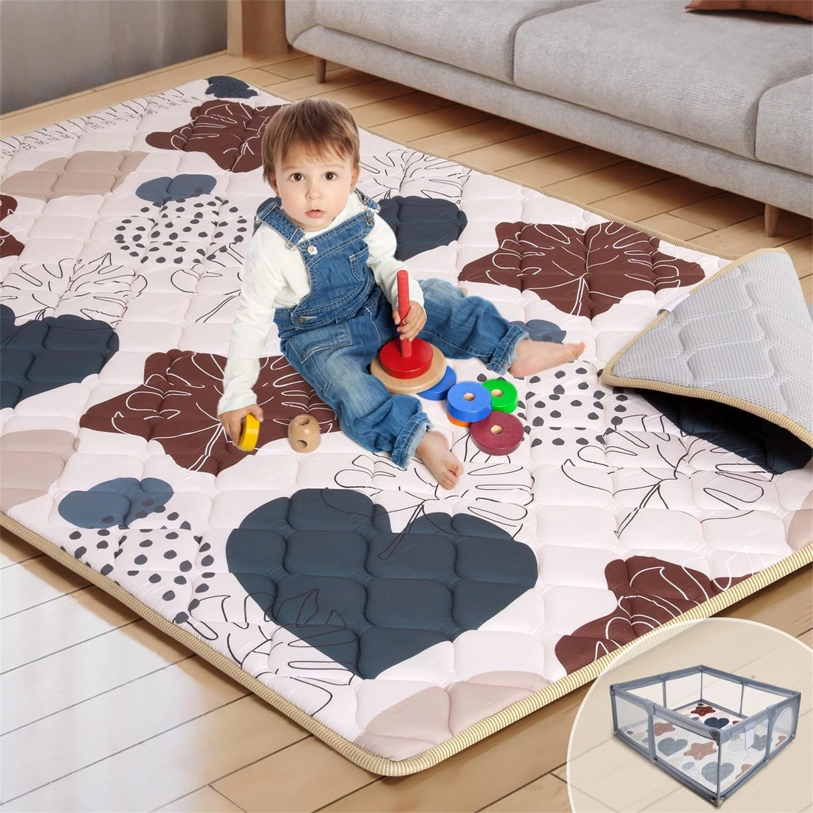 74x50 Playpen Mat Foam Thick, Large Baby Play Mat for Babies Kids Toddlers In...