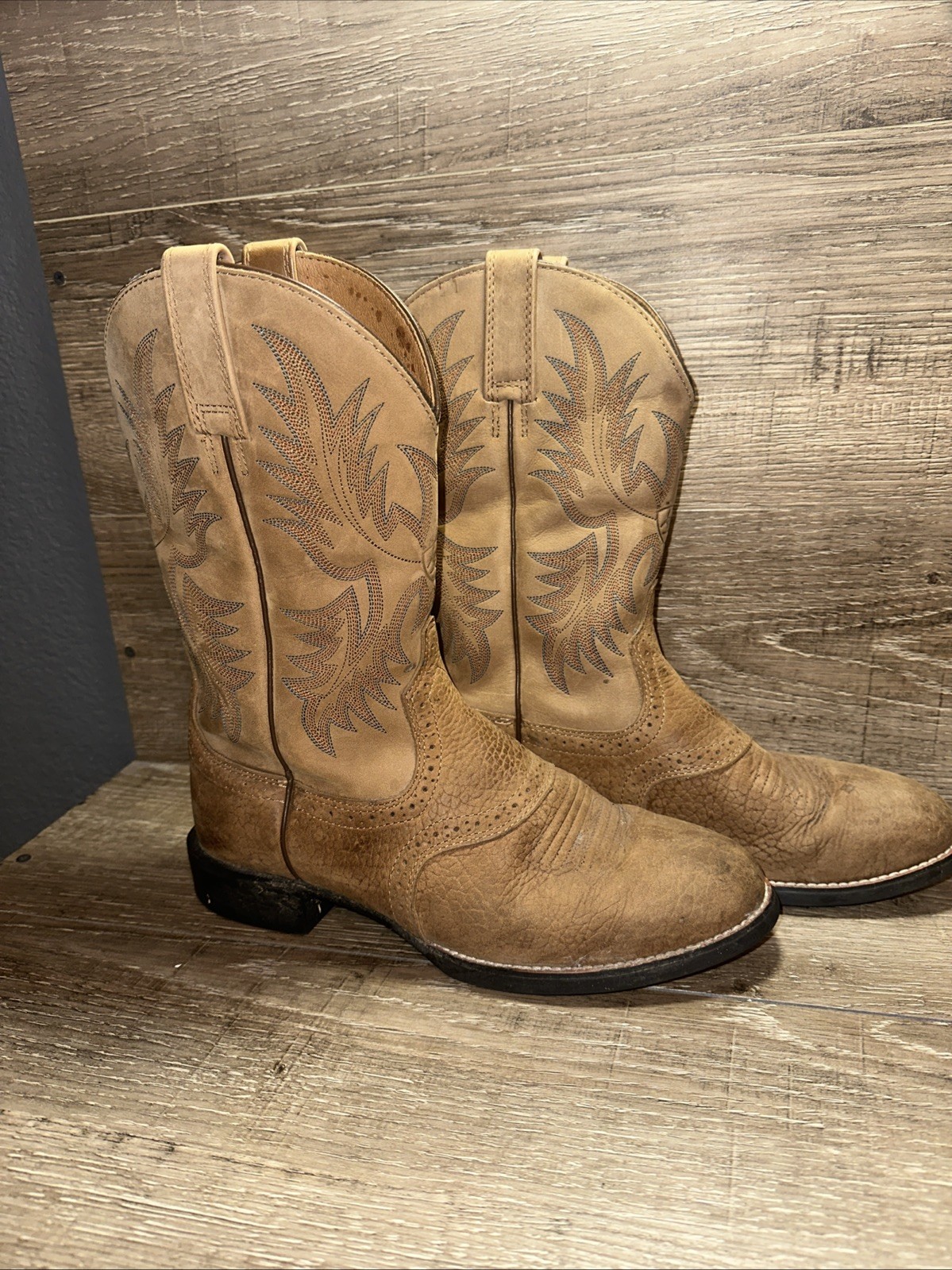 Ariat Heritage Stockman Men's Western Boots in Tumbled Brown Beige Size 8 D
