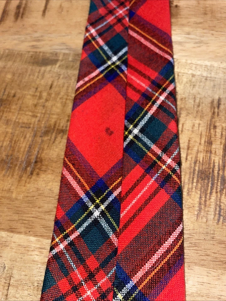 Corbata de Lana Brooks Brothers EE. UU. Clásica Roja Tartán Cuadros 56"x3.5" ¡Leer! Foto 4 de 4