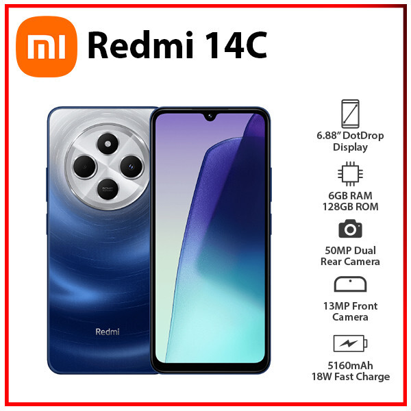 New) Xiaomi Redmi 14C 6GB+128GB BLUE Dual SIM Unlocked New) Xiaomi Redmi 14C 6GB+128GB BLUE Dual SIM Unlocked