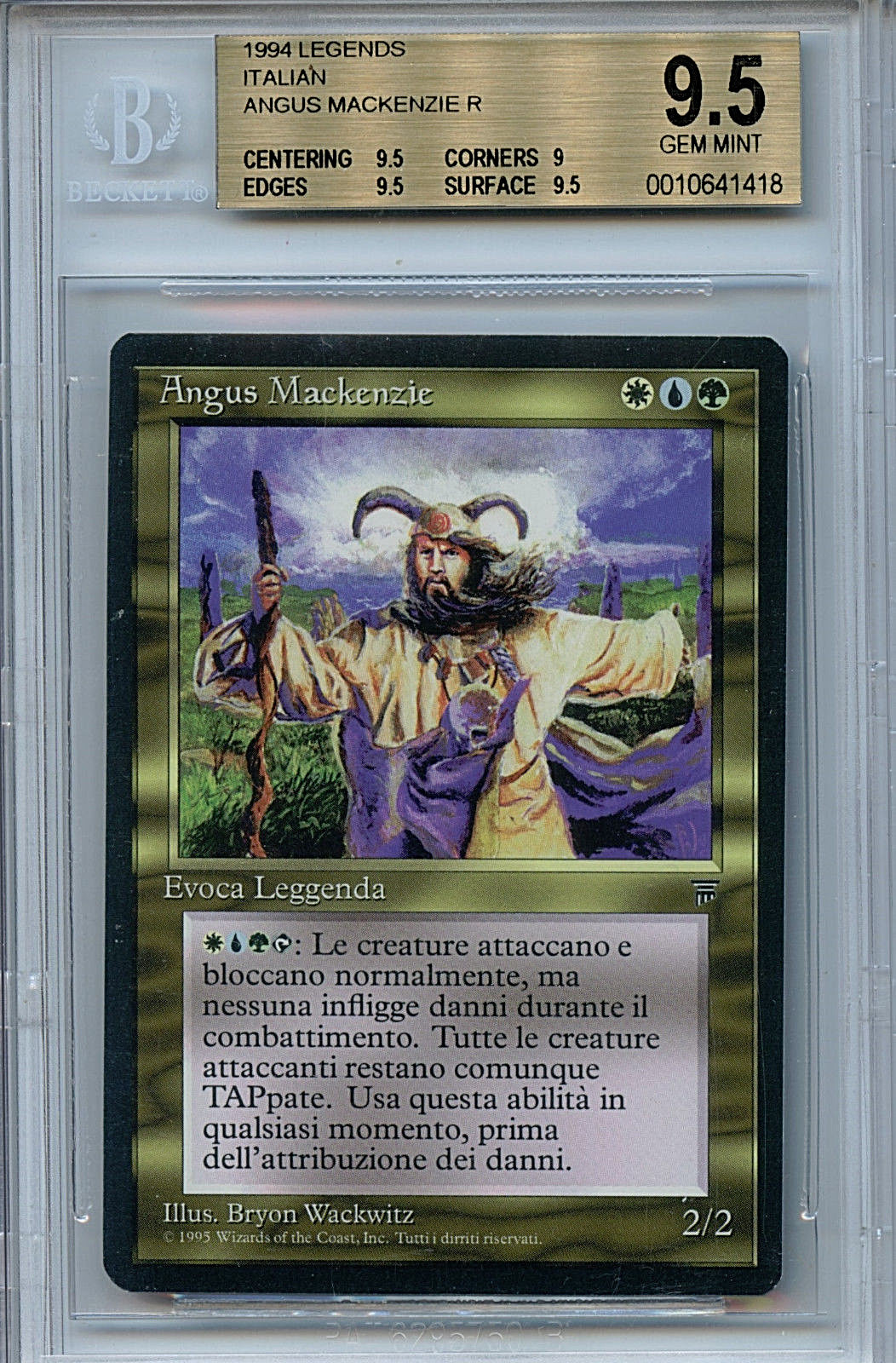 MTG Italian Legends Angus Mackenzie BGS 9.5 Gem Mint Magic Card 1418 ...