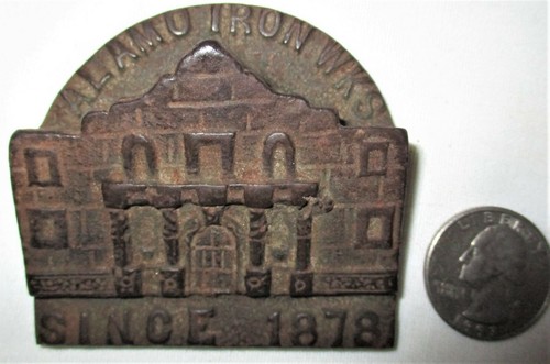 XXX ANTIQUE TEXAS STAR USA ALAMO CAST IRON DESK TOOL ART ADVERTISING PAPERWEIGHT - Picture 2 of 9