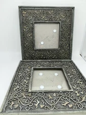 2 gunmetal gray photo frames 7.5” square