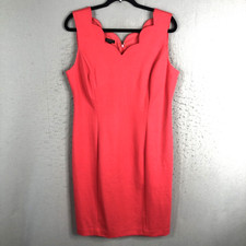 Talbots Dress Womens 14 Pink Scallop Neck Shift Knit Wedding Church Career NEW