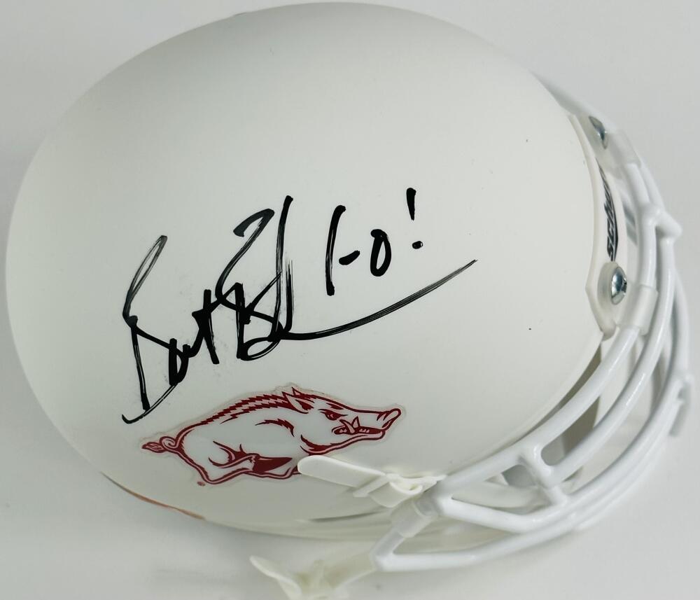 BRET BIELEMA SIGNED ARKANSAS RAZORBACKS MINI HELMET FOOTBALL