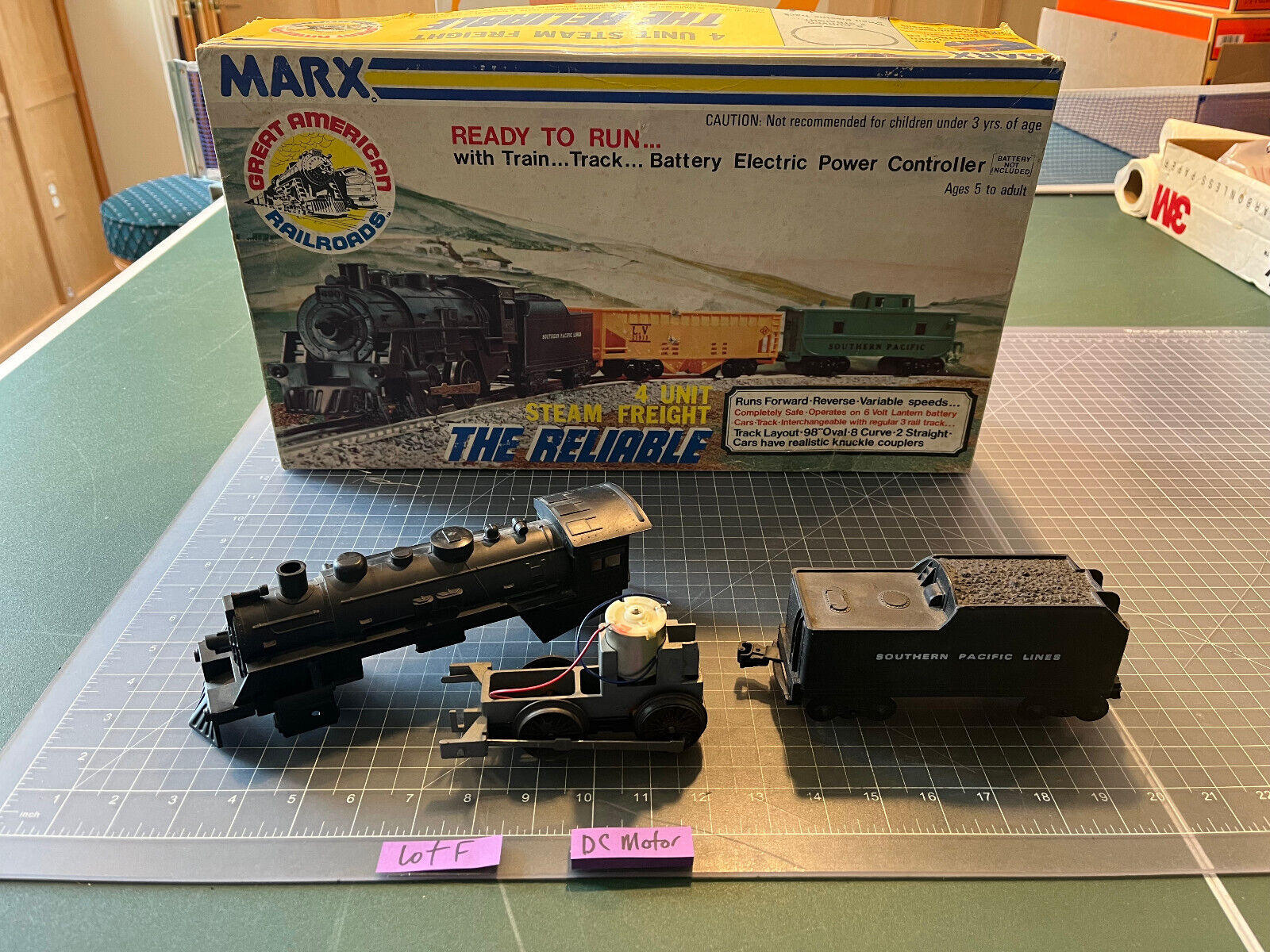 Marx Train RARE 490 DC MOTOR Steam Locomotive Engine RUNS w/Tender NICE! LOT F