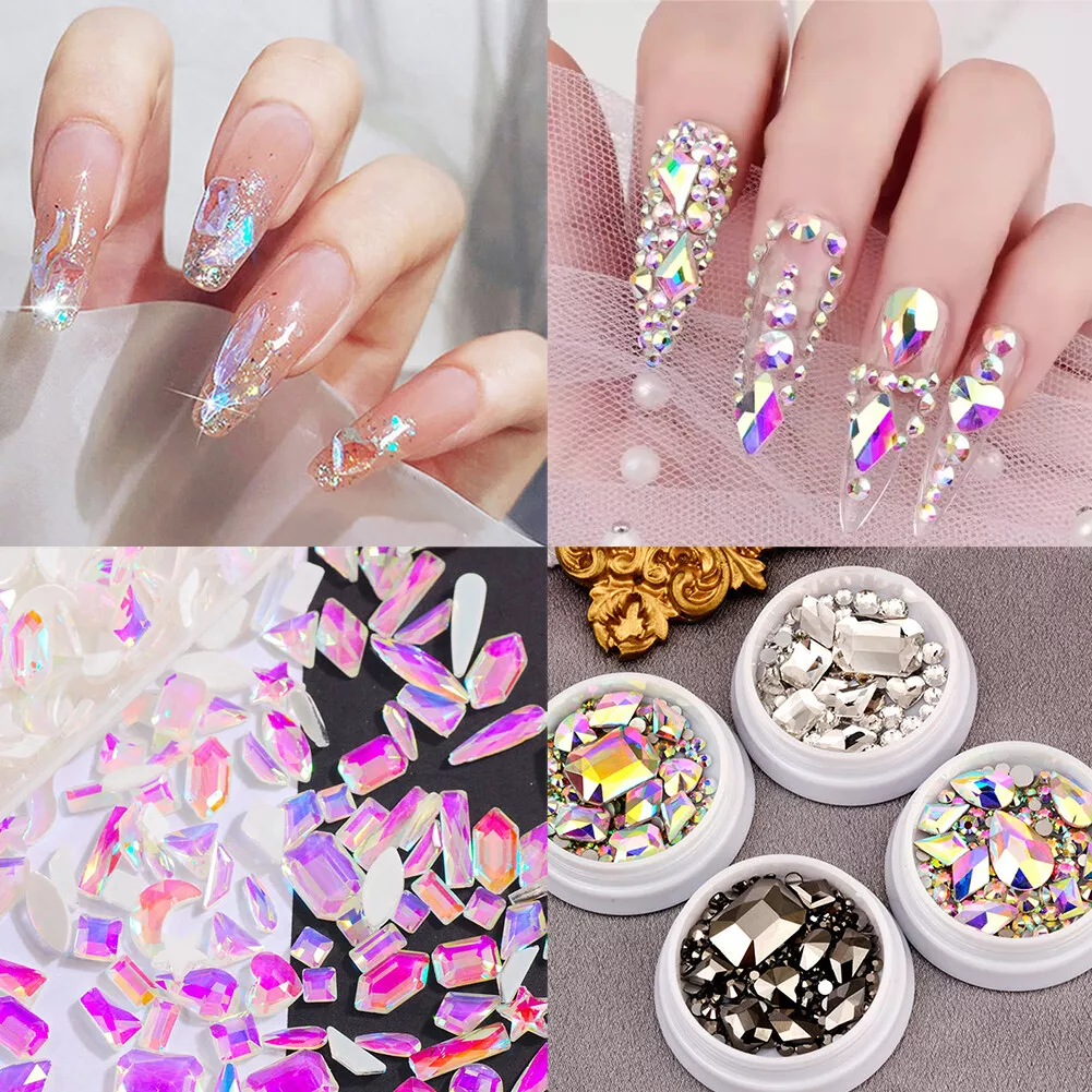 Nail Art Rhinestones Mixed Shape Flat Back Tips Decor Glass Diamond Glitter  US /