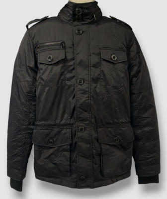 $152 LTB Men's Black Full-Zip Multi Pocket Drawstring Hooded Coat Jacket Size L