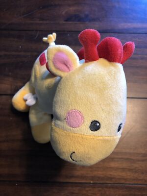 Fisher Price Yellow Red Mane Giraffe Movement Wind Up Musical Plush Toy 