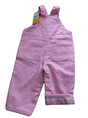 Carhartt Flannel Lined Washed Canvas Bib Overalls Pink Girls Toddler 3M