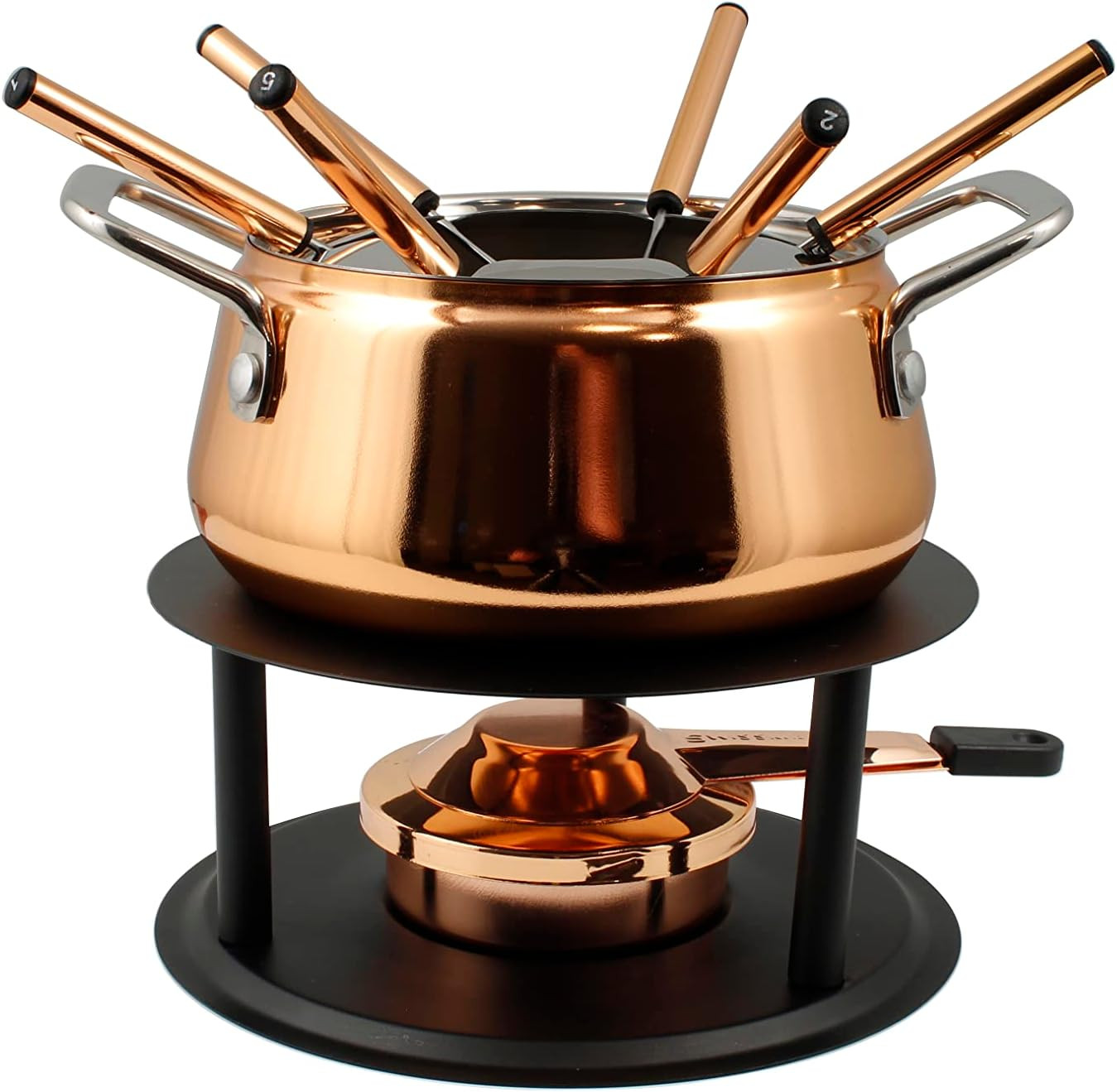 Peak 10-Piece Copper Plated Stainless Steel Fondue Set