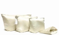 LUXURIOUS CREAM SATIN HAND BAG PURSE TRAVEL POUCH LINED 21" W X 14" T X 6" D
