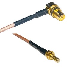 RG316 RP-SMA FEMALE ANGLE to SMB MALE BULKHEAD RF Cable Rapid-SHIP LOT