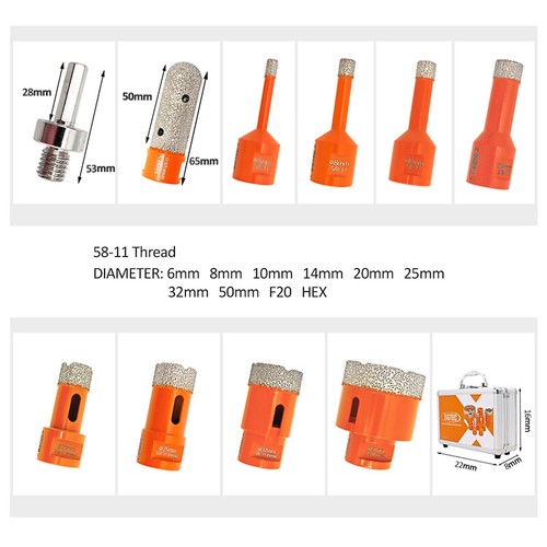 Diamond Drilling Core Bit Set for Tile Porcelain Stone Marble Hole Saw 10pcs/kit - Picture 4 of 11