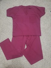 Unisex Landau Maroon Size Medium Scrub Set Some Spots 