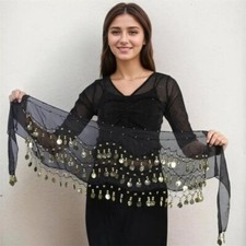 2025 NEW Belly Dance Costumes Belt 140cm Sequins Tassels Chiffon Hip Scarf