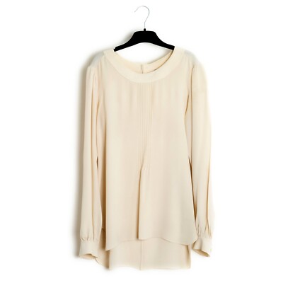 Chanel AH2007 Top FR42 Ecru Silk Crepe Blouse US12
