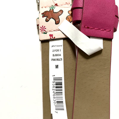 Betsey Johnson 2pc Belt Set Pink Glitter Heart & Gingerbread Print Medium NWT Betsey Johnson 2pc Belt Set Pink Glitter Heart & Gingerbread  main image 4