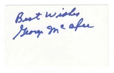 Signed Autographed GEORGE McAFEE CHICAGO BEARS HOF 3x5 Index Card  w/COA