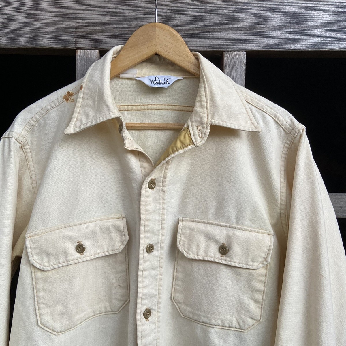 VINTAGE 米国製WOOLRICH chamoisシャツDEAD STOCK Vintage Woolrich USA Shirt Button Up Work Chamois 70s Faded