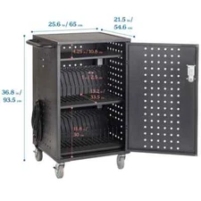 ECR4Kids 30-Bay Charging Cart, Classroom Storage, Black