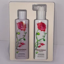 Crabtree & Evelyn Rosewater Bath / Shower Gel & Body Lotion Set 8.5 oz Vtg  USA