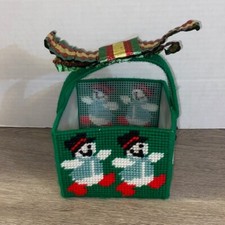 Snowman Canvas Needlepoint Cross Stitch Basket Christmas