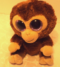Ty Beanie Boo COCONUT Monkey Ape Big Purple Eyes Plush Stuffed Animal