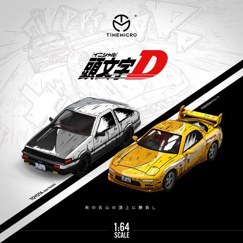 Time Micro 1 64 Initial D Cartoon Painting Toyota Ae86 Amp Mazda Rx 7 Ebay