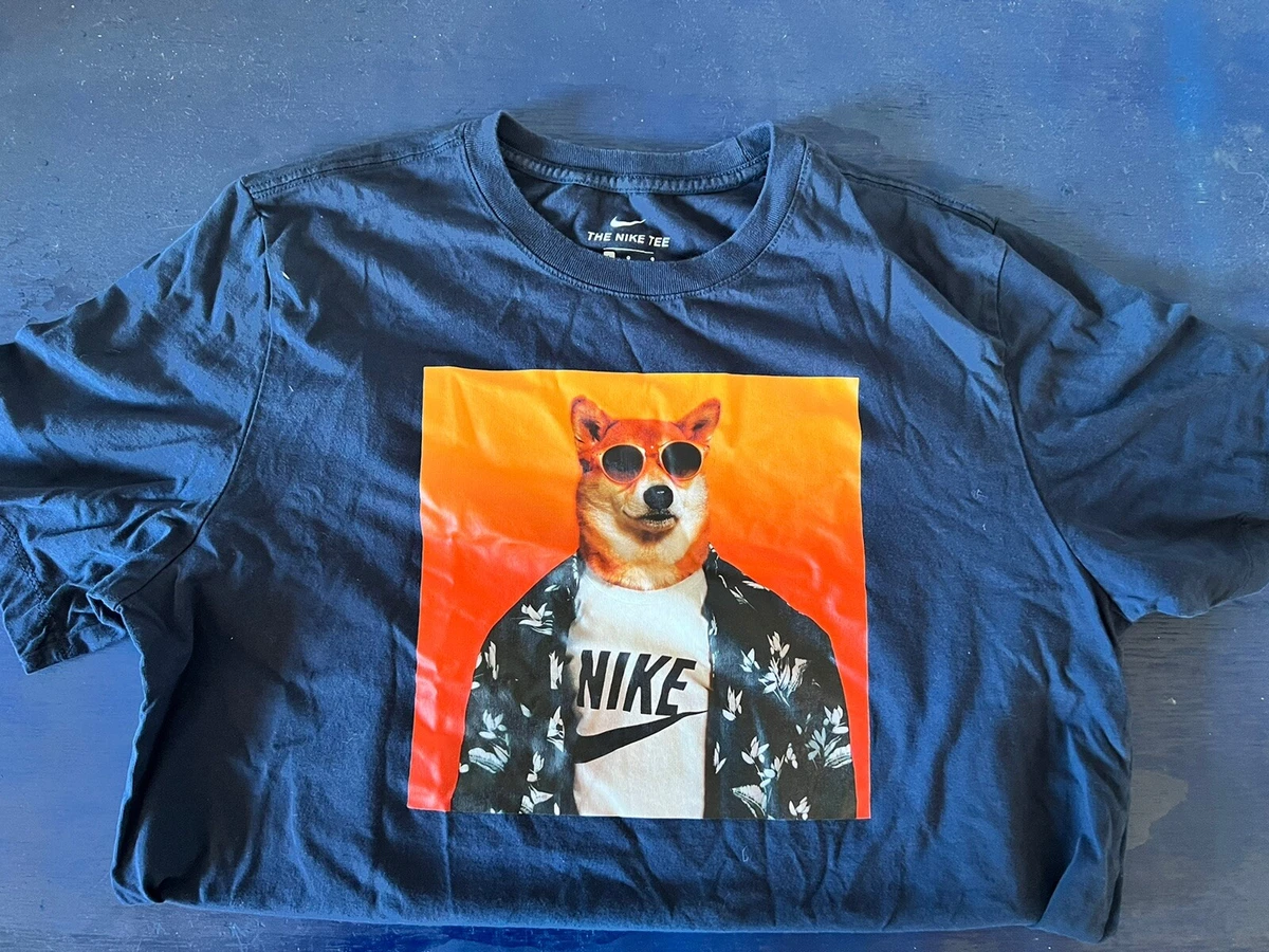 El principio Embajada cine Nike Sportswear Mens Shiba Inu Dog -men sz Large Graphic T-Shirt Tee Crew  Neck | eBay