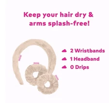 THE ORIGINAL MAKEUP ERASER Drip Eraser 3pc Spa Set Headband Wristbands White